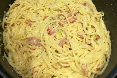 Cliquez pour zoomer ! Pâtes aux courgettes façon carbonara au Thermomix