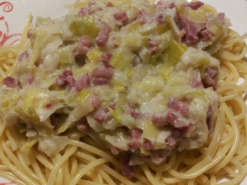 Cliquez pour zoomer ! Tagliatelles à la crème de poireaux Thermomix par sindy22