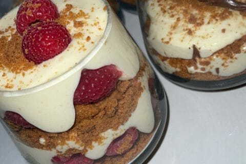 Cliquez pour zoomer ! Panna cotta citron sur sablé spéculoos et miroir de mangue Thermomix par Ralolo