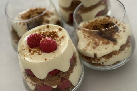 Cliquez pour zoomer ! Panna cotta citron sur sablé spéculoos et miroir de mangue Thermomix par Ralolo