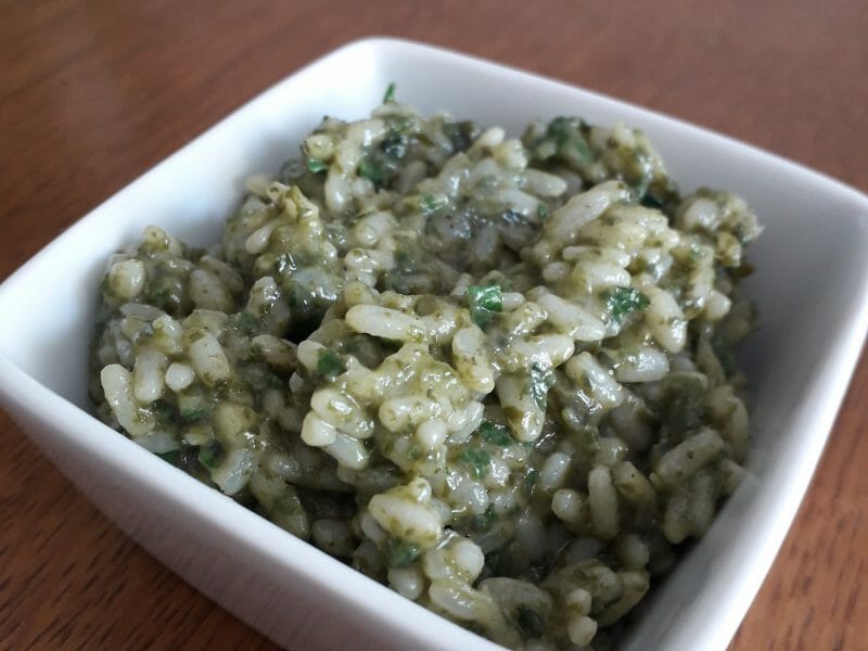 Cliquez pour zoomer ! Risotto au pesto d’épinards et basilic Thermomix par maylou-13@.