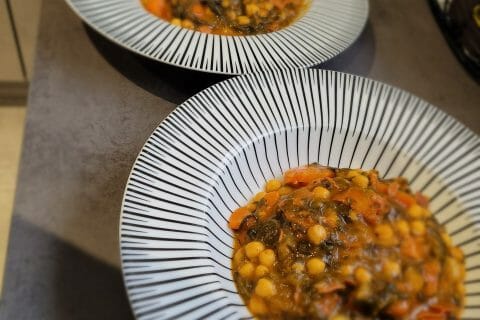 Cliquez pour zoomer ! Ragoût de pois chiches au chorizo et épinards Thermomix par Milmil
