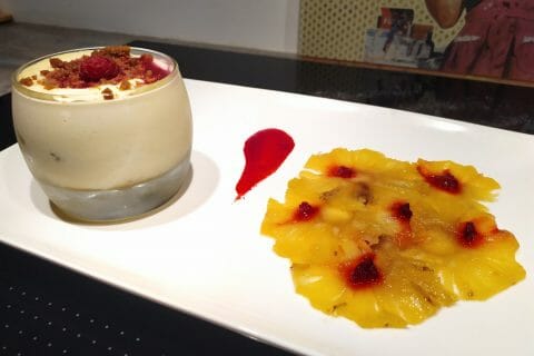 Cliquez pour zoomer ! Tiramisu à l’ananas et son coulis de framboises Thermomix par lapoule01