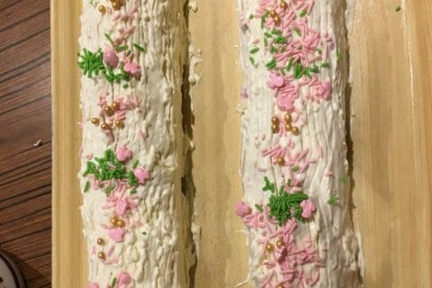 Cliquez pour zoomer ! Bûche de Noël framboises et chocolat blanc au Thermomix