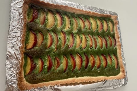 Cliquez pour zoomer ! Tarte aux pêches jaunes et pistache Thermomix par AnaYs