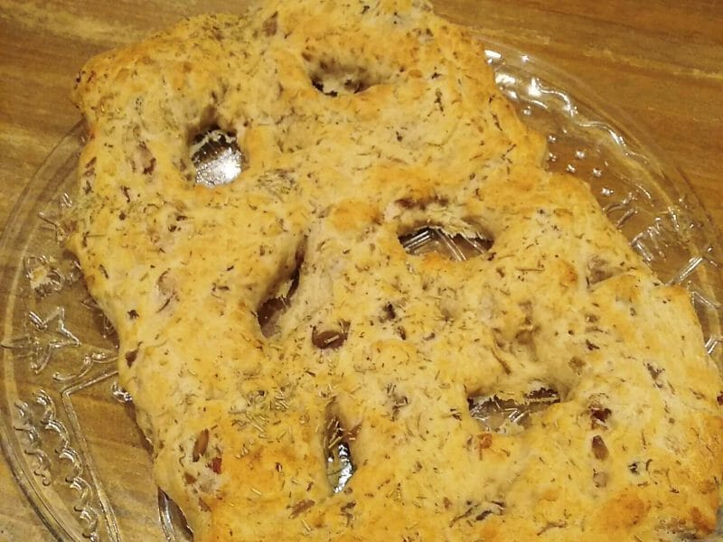 Cliquez pour zoomer ! Fougasse olives et lardons Thermomix par minimoi35