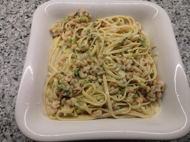 Cliquez pour zoomer ! Linguine aux poireaux et aux crevettes Thermomix par Scorpion68