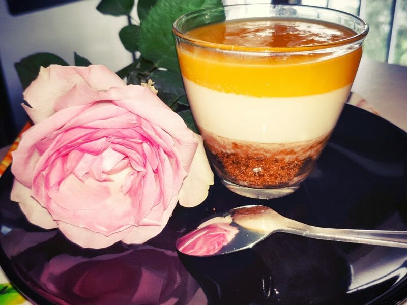 Cliquez pour zoomer ! Panna cotta citron sur sablé spéculoos et miroir de mangue Thermomix par anna21