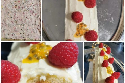 Cliquez pour zoomer ! Bûche de Noël framboises et chocolat blanc Thermomix par natf21