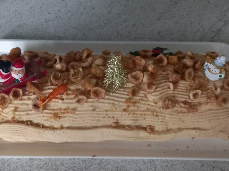 Cliquez pour zoomer ! Bûche pralinée aux éclats de noisettes caramélisés Thermomix par reveonique