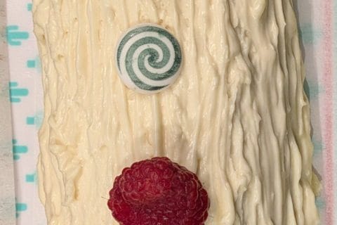 Cliquez pour zoomer ! Bûche de Noël framboises et chocolat blanc Thermomix par Valben38