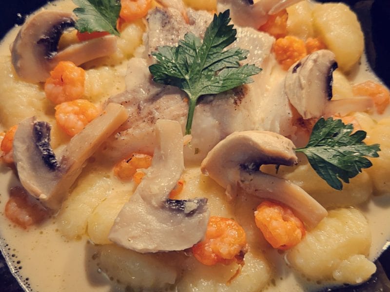 Cliquez pour zoomer ! Filets de sole aux crevettes et champignons Thermomix par Meëly