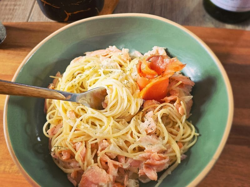 Cliquez pour zoomer ! Spaghettis au saumon fumé Thermomix par Insta @maggielesbonspetitsplats