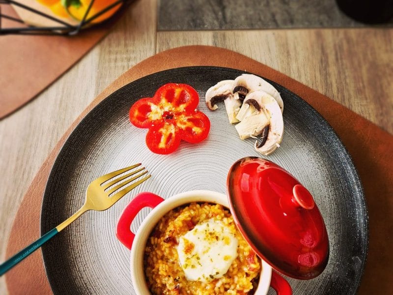 Cliquez pour zoomer ! Gratin de riz façon pizza Thermomix par Insta @maggielesbonspetitsplats