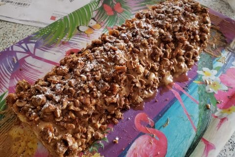 Cliquez pour zoomer ! Bûche pralinée aux éclats de noisettes caramélisés au Thermomix