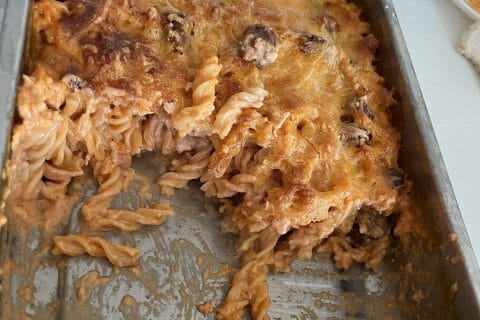 Cliquez pour zoomer ! Gratin de torsades aux merguez Thermomix par ninounette69