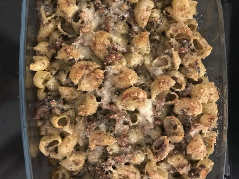 Cliquez pour zoomer ! Gratin de pennes aux champignons Thermomix par Perrinesix