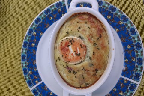 Cliquez pour zoomer ! Clafoutis de poireaux et lardons Thermomix par nina490
