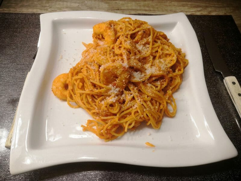 Cliquez pour zoomer ! Spaghettis aux crevettes et à l’ail Thermomix par chichips