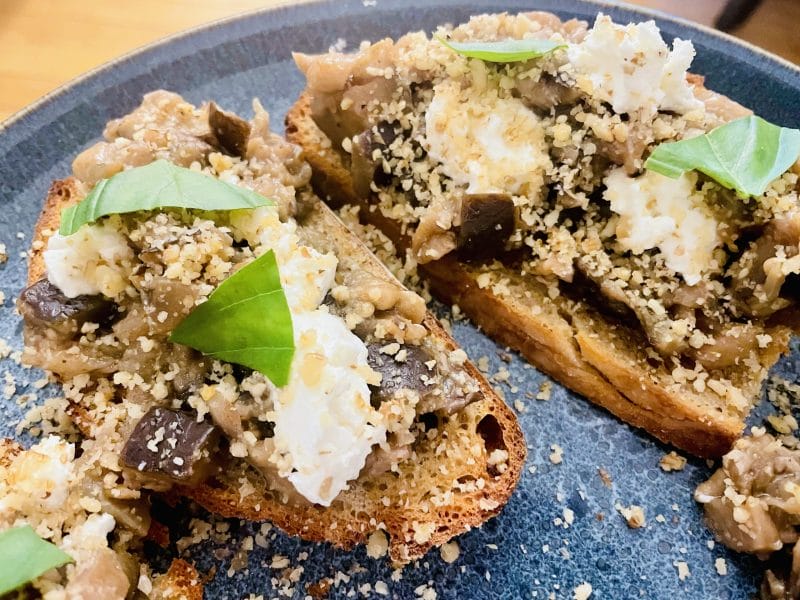 Cliquez pour zoomer ! Brushetta aubergines, chèvre et noix Thermomix par mpar05