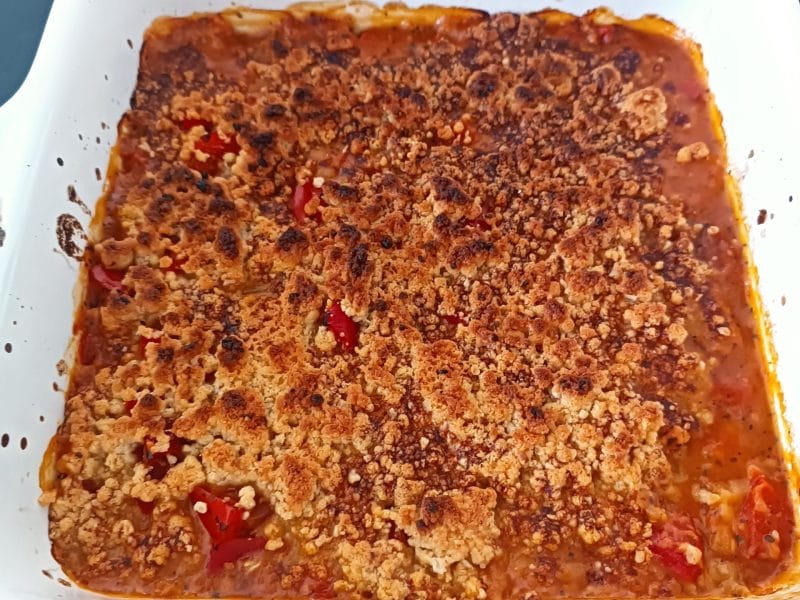 Cliquez pour zoomer ! Crumble poivrons, tomates, parmesan Thermomix par marion34189