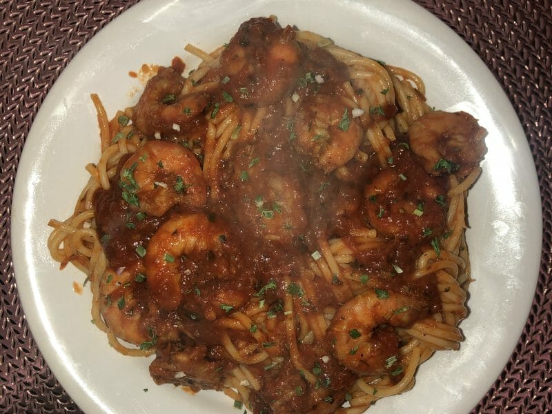 Cliquez pour zoomer ! Spaghettis aux crevettes et à l’ail Thermomix par Wassou