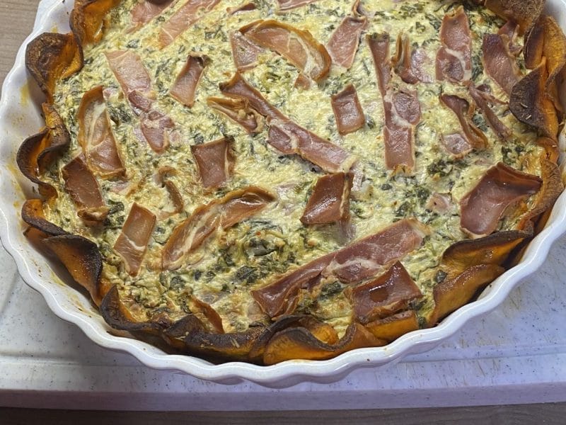 Cliquez pour zoomer ! Quiche à la patate douce, feta et jambon cru Thermomix par blanche