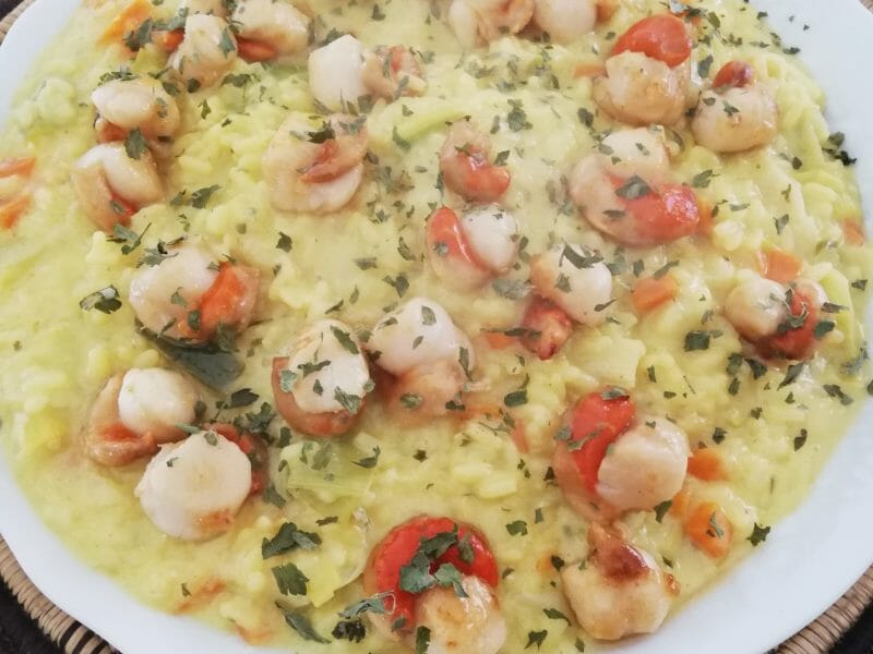 Cliquez pour zoomer ! Risotto aux Saint Jacques et poireaux Thermomix par DECHANET