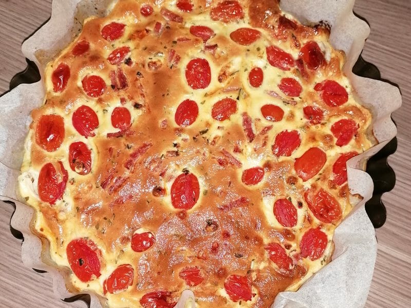 Cliquez pour zoomer ! Clafoutis tomates cerises et fromage de chèvre Thermomix par axtra