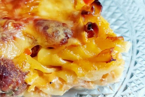 Cliquez pour zoomer ! Gratin de torsades aux merguez Thermomix par mariaknight