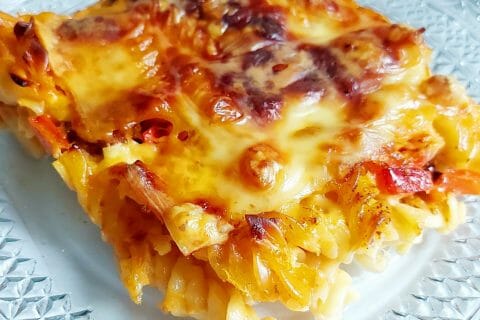 Cliquez pour zoomer ! Gratin de torsades aux merguez Thermomix par mariaknight