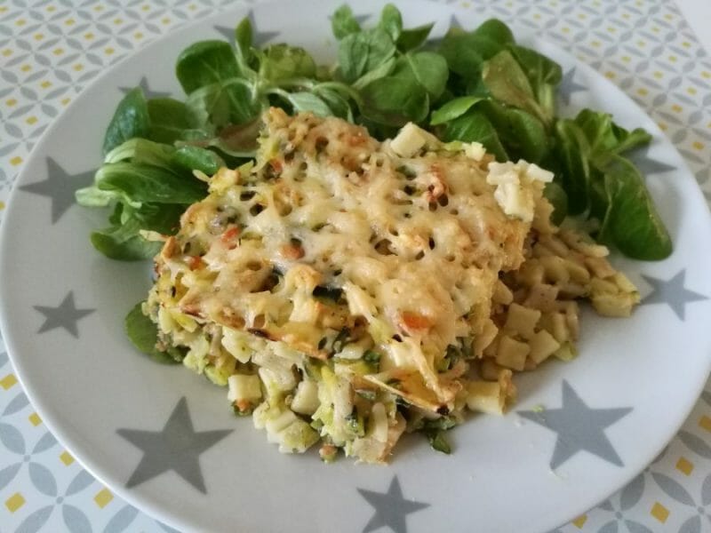 Gratin de crozets aux courgettes et saumon fumé au Thermomix - Cookomix