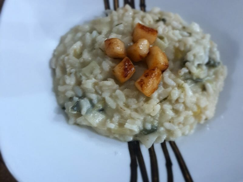 Cliquez pour zoomer ! Risotto aux Saint Jacques et poireaux Thermomix par angelenolan