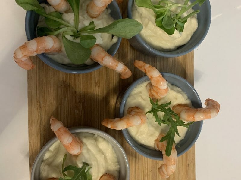 Cliquez pour zoomer ! Verrines de mousse de chou-fleur et crevettes Thermomix par carole73