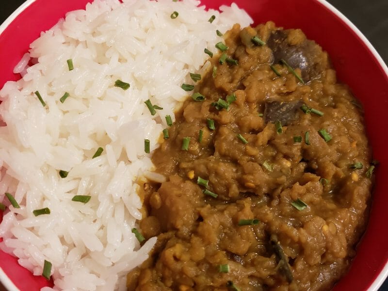 Cliquez pour zoomer ! Dhal d’aubergine et de lentilles corail Thermomix par Sofia