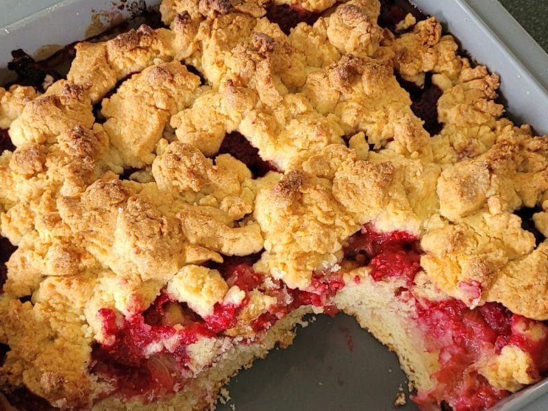Cliquez pour zoomer ! Cookie-crumble rhubarbe framboises Thermomix par sandra29710