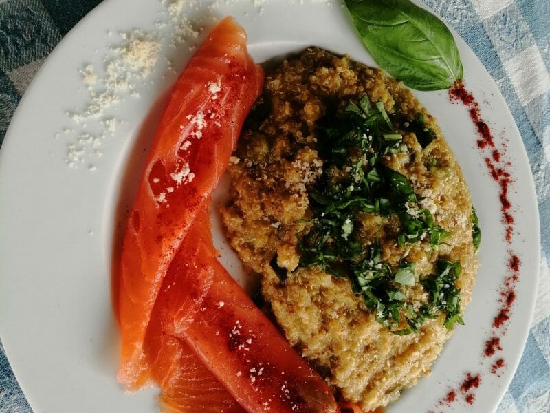 Cliquez pour zoomer ! Risotto de quinoa, courgettes et saumon Thermomix par 🥐 Jacques27 🌝