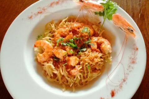 Cliquez pour zoomer ! Bo Bun de crevettes marinées au Thermomix