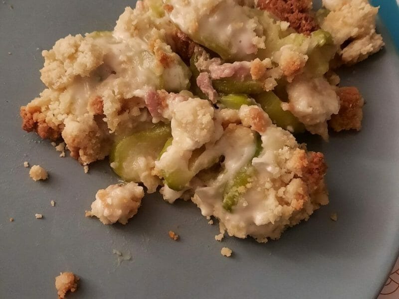 Cliquez pour zoomer ! Crumble courgettes, chèvre et lardons Thermomix par kaorucouda