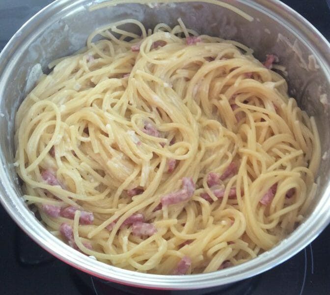 Cliquez pour zoomer ! Pâtes carbonara Thermomix par Sylbibiche
