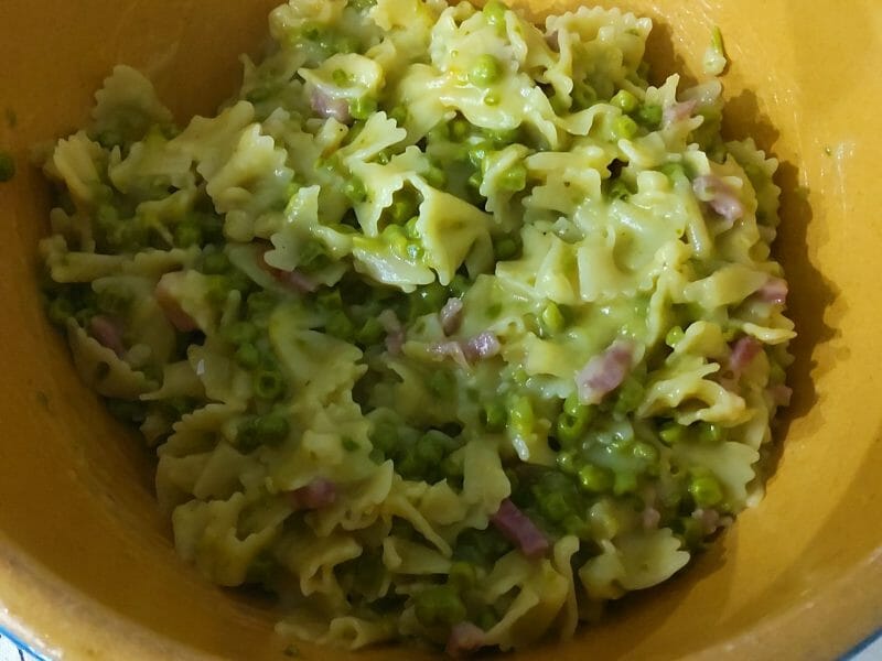 Cliquez pour zoomer ! Pâtes aux petits pois et lardons Thermomix par fanie47