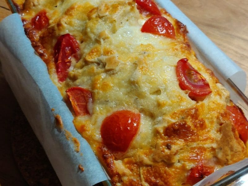 Cliquez pour zoomer ! Cake tomates mozzarella et lardons Thermomix par mathildejun