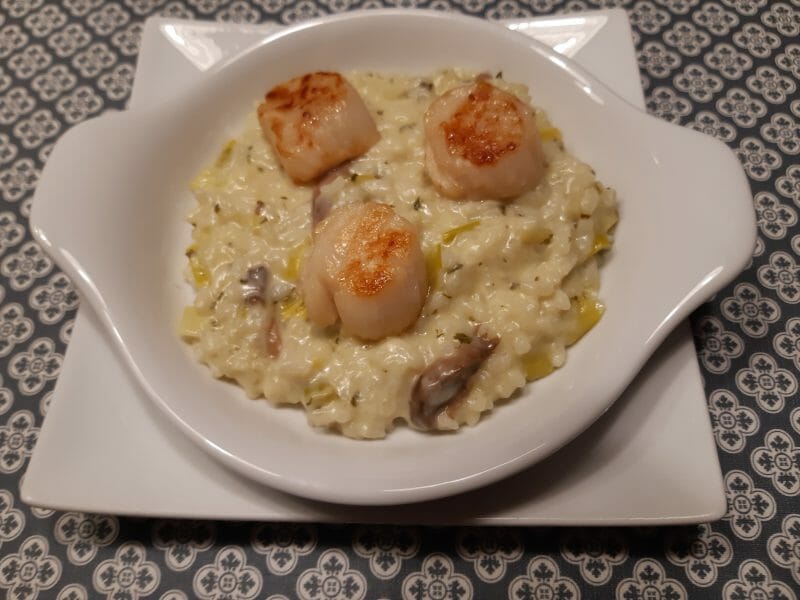 Risotto aux Saint Jacques et poireaux au Thermomix - Cookomix