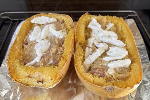 Cliquez pour zoomer ! Courge spaghetti à la crème et aux lardons Thermomix par sab2106