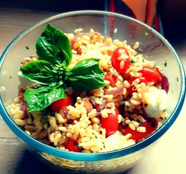 Cliquez pour zoomer ! Salade d’ebly, oignon caramélisé & mozzarella Thermomix par elodietheo