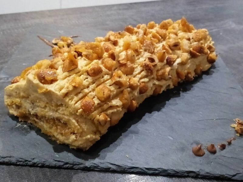 Cliquez pour zoomer ! Bûche pralinée aux éclats de noisettes caramélisés Thermomix par cece 26