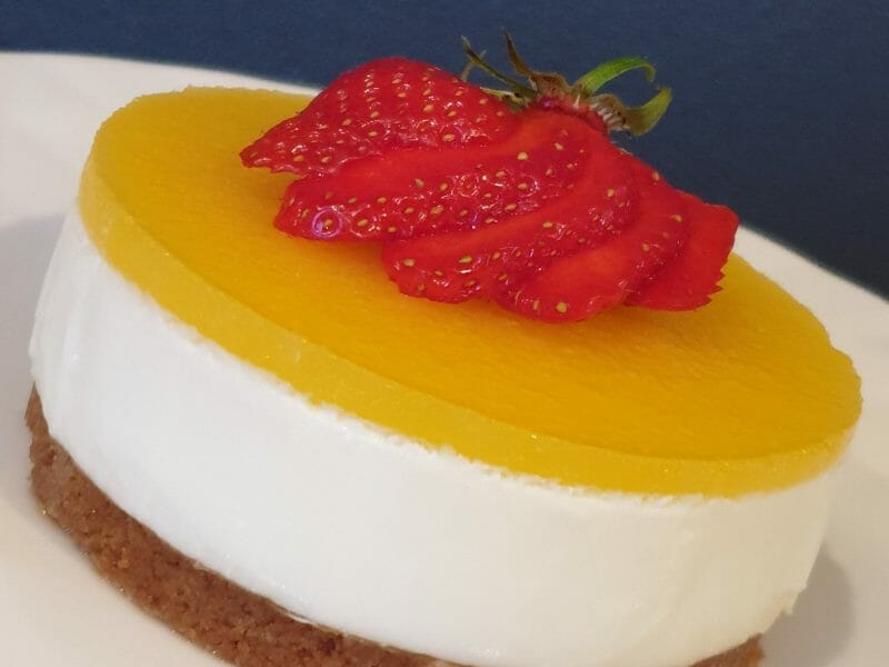 Cliquez pour zoomer ! Panna cotta citron sur sablé spéculoos et miroir de mangue Thermomix par lilicdt