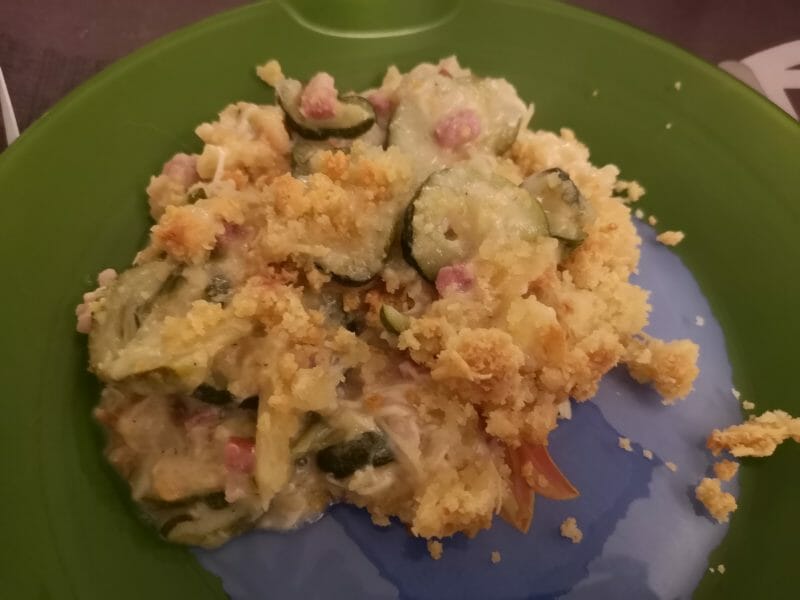 Cliquez pour zoomer ! Crumble courgettes, chèvre et lardons Thermomix par kinose