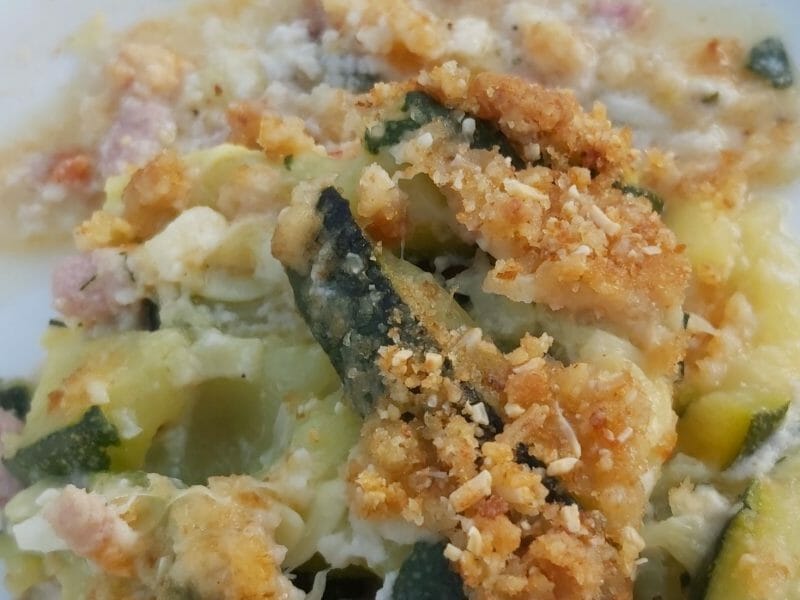 Cliquez pour zoomer ! Crumble courgettes, chèvre et lardons Thermomix par Stefany