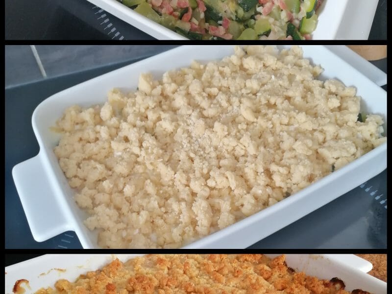 Cliquez pour zoomer ! Crumble courgettes, chèvre et lardons Thermomix par morganemanon